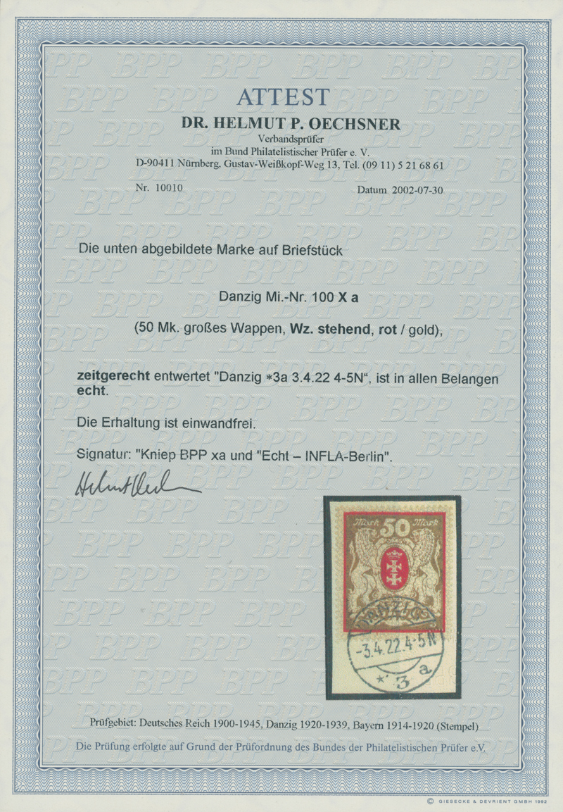 DANZIG 1922 MiNr. 100 X a