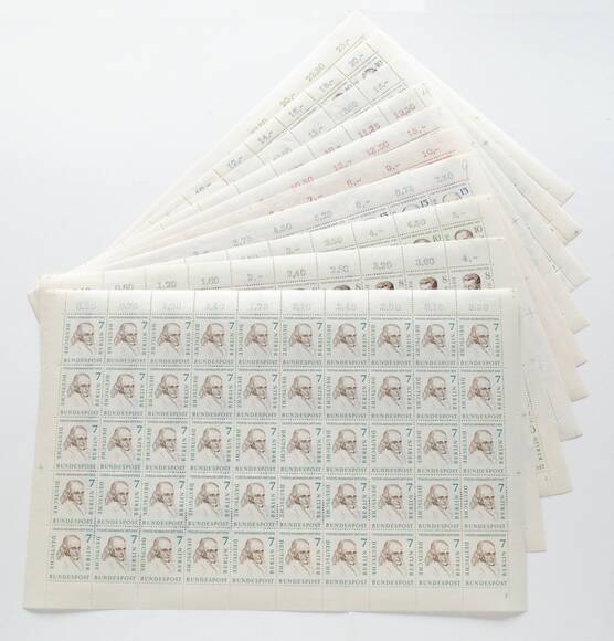 BERLIN 1957/1959 MiNr. 163-172 kompletter Bogensatz