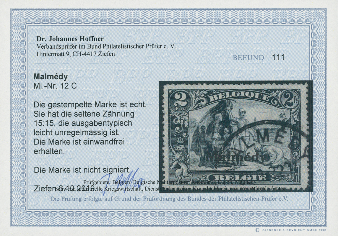 MALMÉDY 1920 MiNr. 12 C