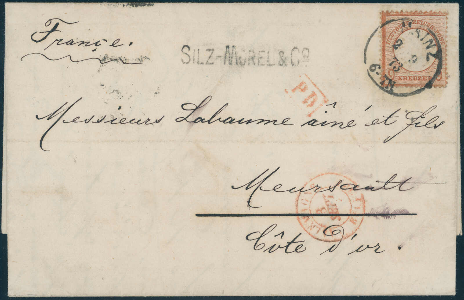 DEUTSCHES REICH 1872 MiNr. 27 a auf Auslandsbrief nach Frankreich