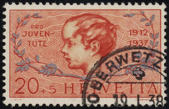 SCHWEIZ 1937 MiNr. 316 III gute Retusche SCHWEIZ 1937 MiNr. 316 III gute Retusche