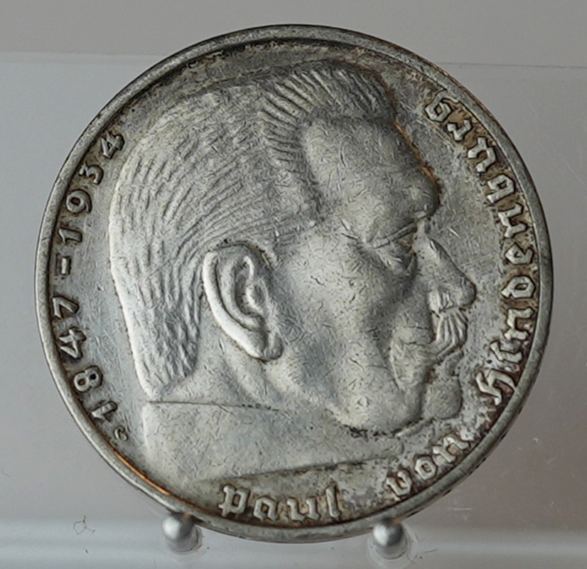 DRITTES REICH 2 Reichsmark Hindenburg 1936 G Jaeger 366