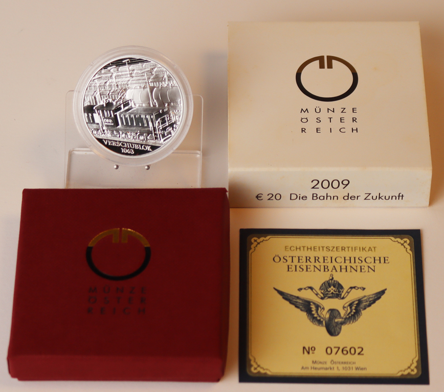 ÖSTERREICH 2009 20 Euro Die Bahn der Zukunft PP