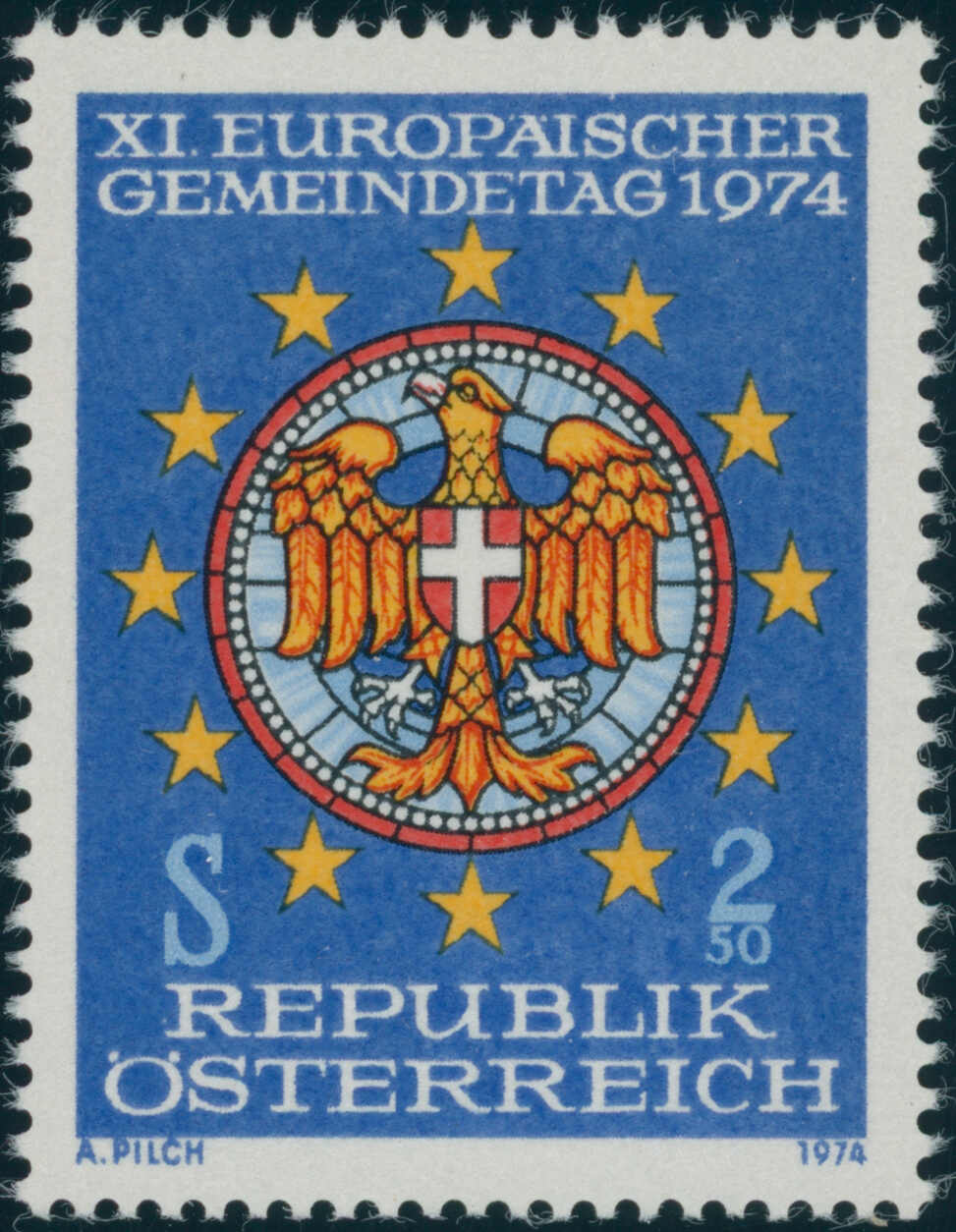 ÖSTERREICH 1974 unverausgabte MiNr. VIII Europäischer Gemeindetag