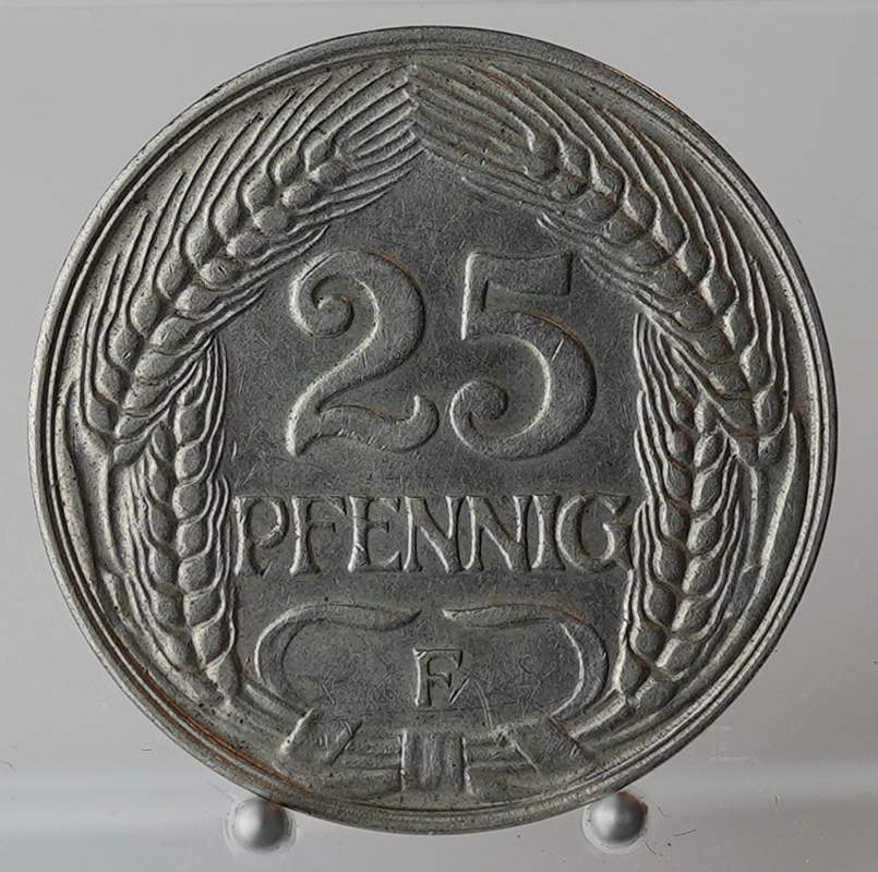 KAISERREICH, 25 Pfennig, 1912 F, Jaeger 18