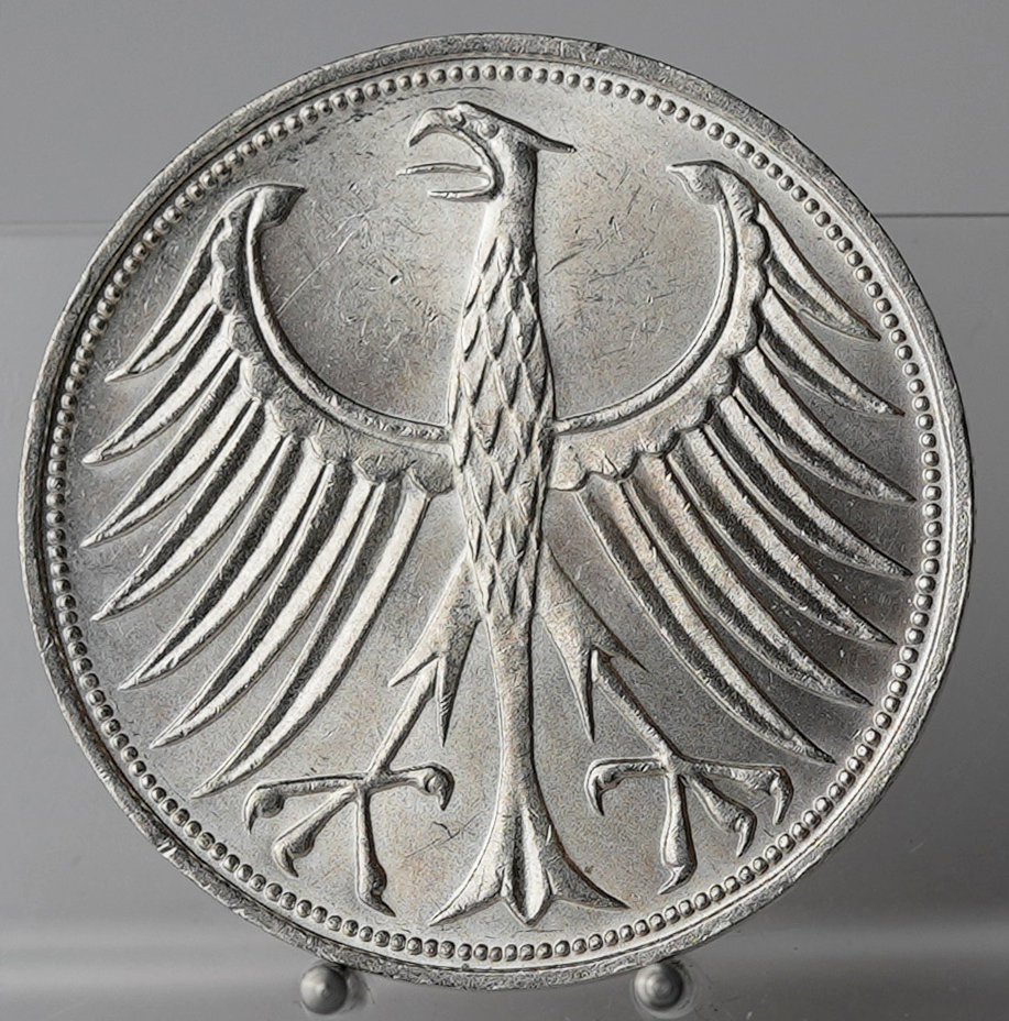 BRD 5 DM Silberadler 1956 F, Jaeger 387