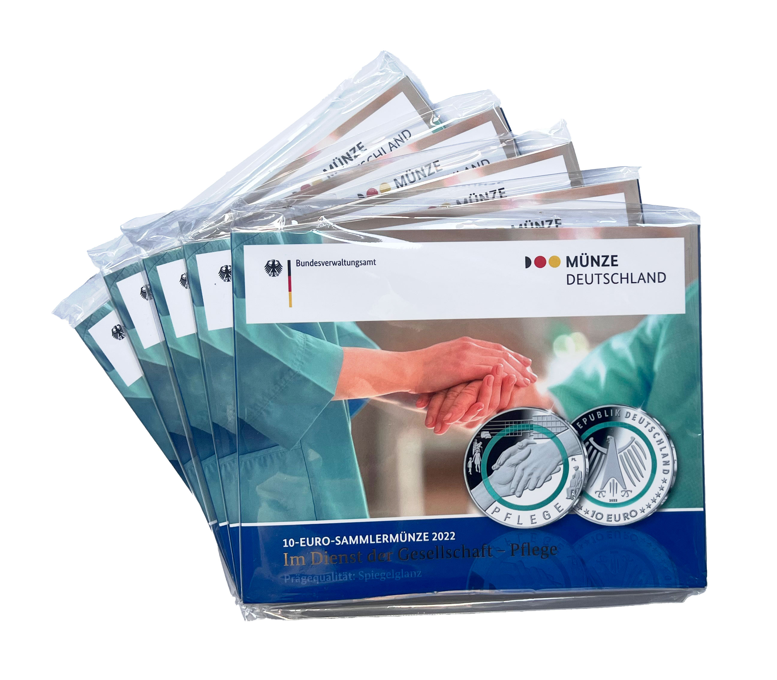 BRD 2022 5 x 10 Euro Polymer Im Dienst der Gesellschaft - Pflege - PP