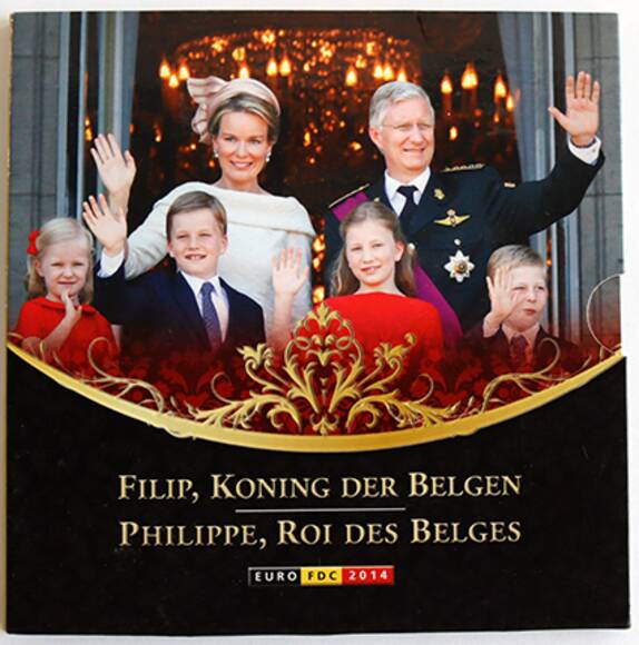 BELGIEN 2014 offizieller Kursmünzsatz Thronbesteigung mit Medaille