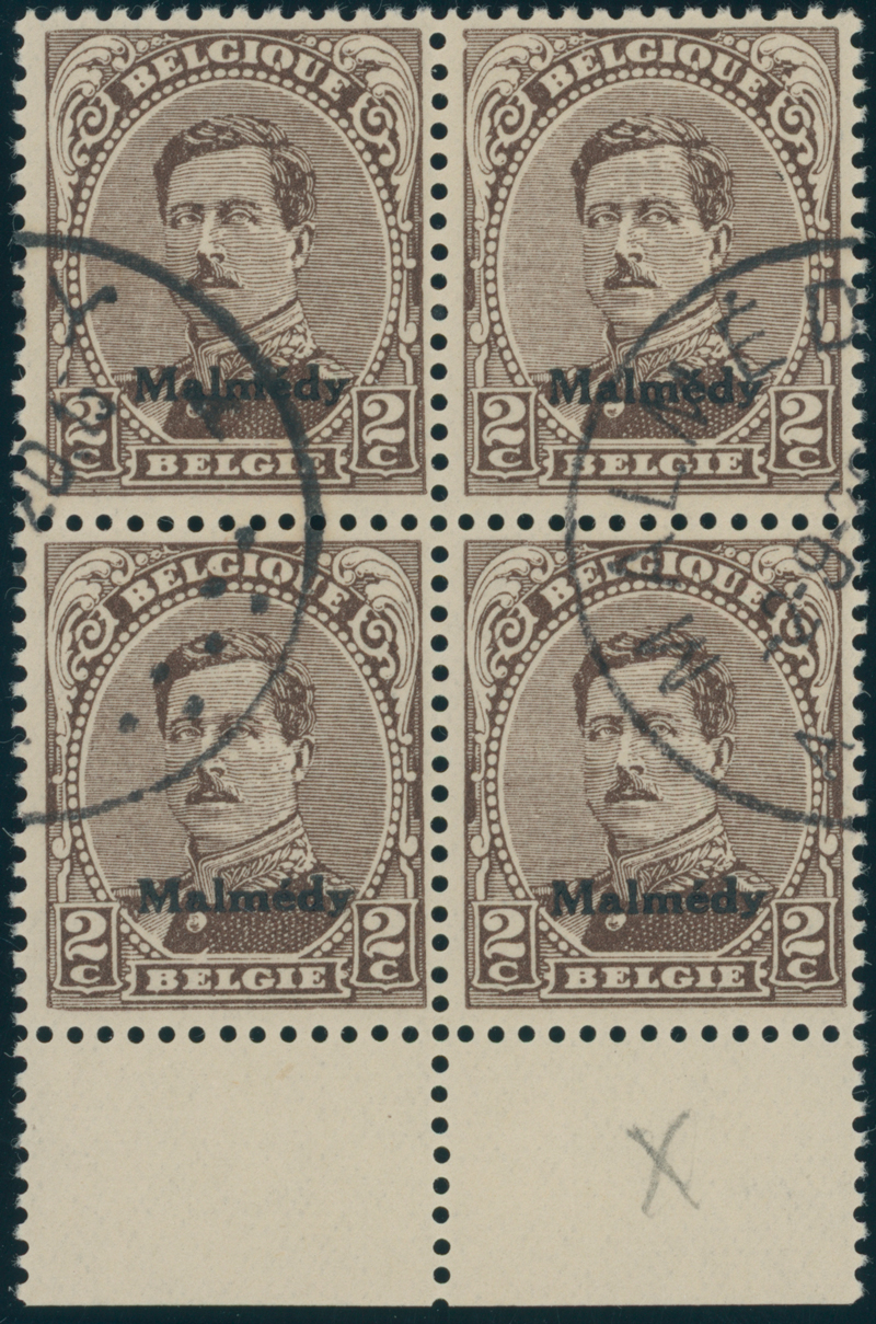 MALMÉDY 1920 MiNr. 2 A I PF Viererblock
