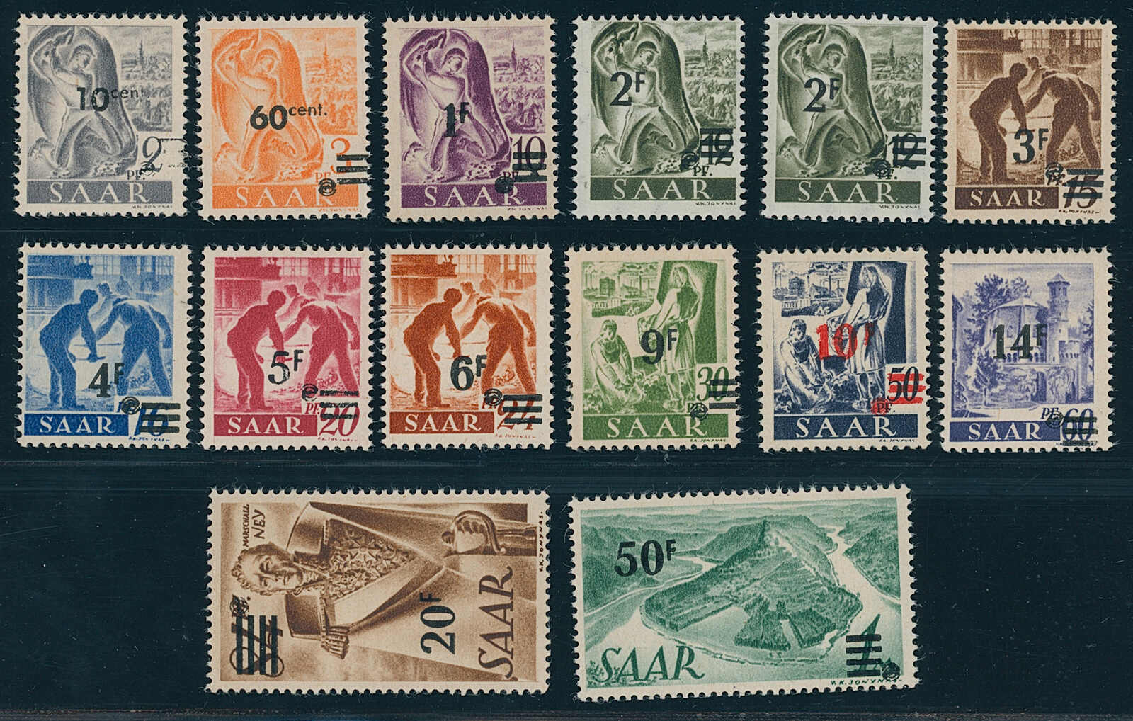 SAARLAND 1947 MiNr. 226-238 I Urdrucksatz