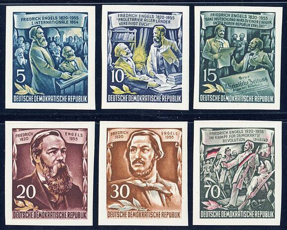 DDR 1955 MiNr. 485-490 B Y II Einzelmarken aus Block 13