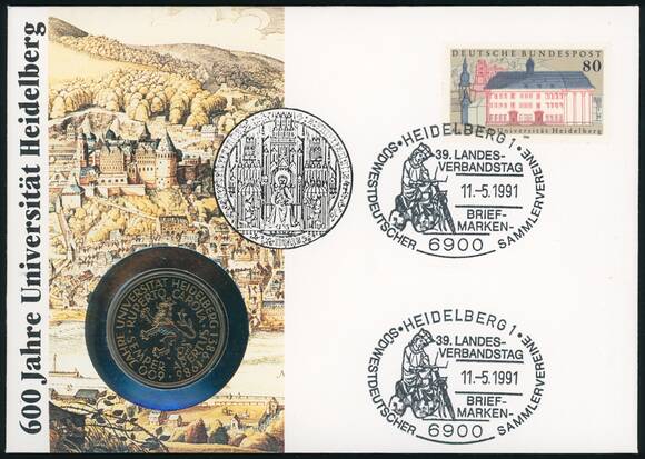 BRD 1986/1991 Numisbrief 600 Jahre Universität Heidelberg