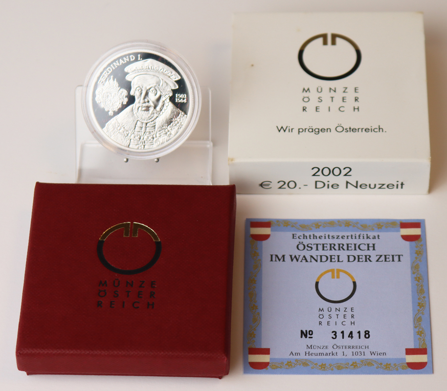 ÖSTERREICH 2002 20 Euro Die Neuzeit PP