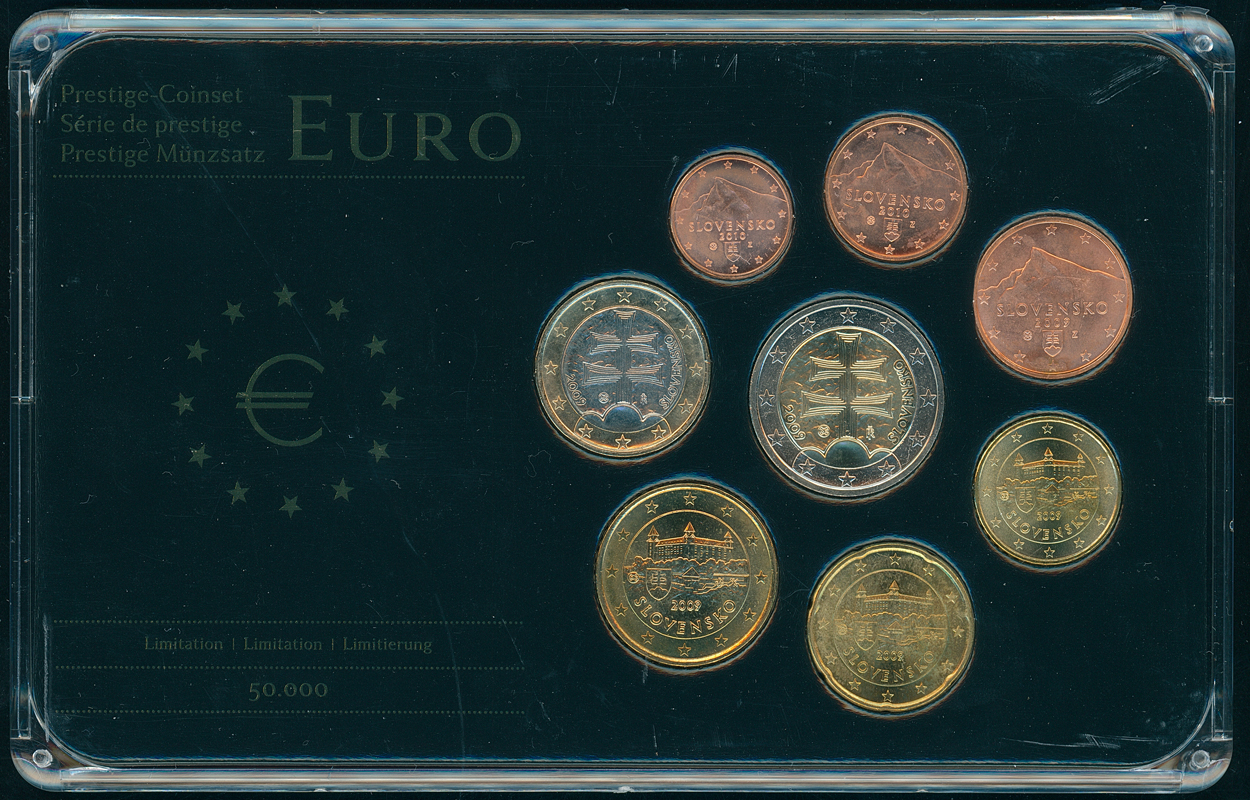 SLOWAKEI 2009-2010 Euro-Kursmünzensatz im Prestige-Coinset