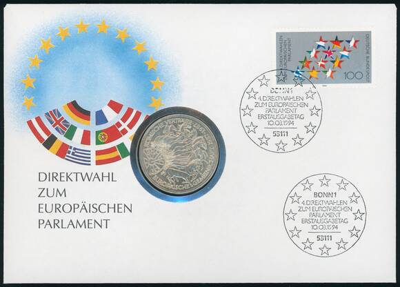 BRD 1987/1994 Numisbrief Direktwahl zum Europäischen Parlament