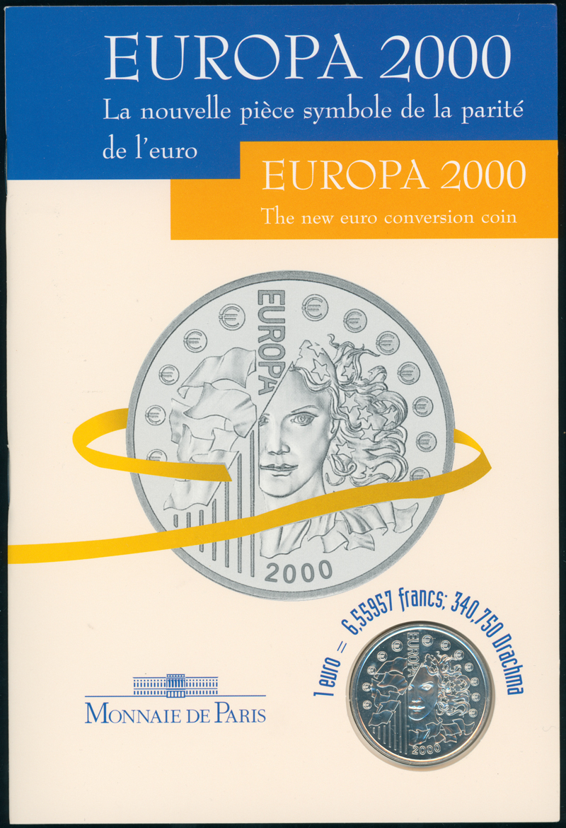 FRANKREICH 2000 1 Euro = 6,55957 Francs Silber