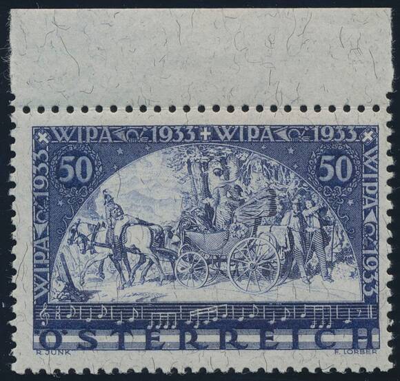 ÖSTERREICH 1933 MiNr. 556 C Einzelmarke aus WIPA-Block mit Oberrand ÖSTERREICH 1933 MiNr. 556 C Einzelmarke aus WIPA-Block mit Oberrand