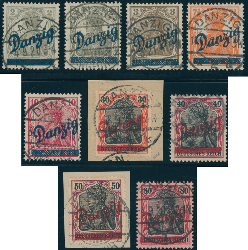 DANZIG 1920 MiNr. 32-40 Kleiner Innendienst
