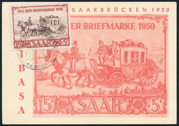 SAARLAND MiNr. 291 auf FDC-Sonderkarte mit ESST
