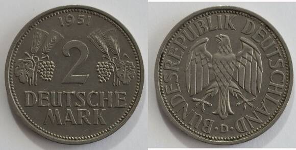 BRD 2 DM Ähren 1951 Jaeger 386