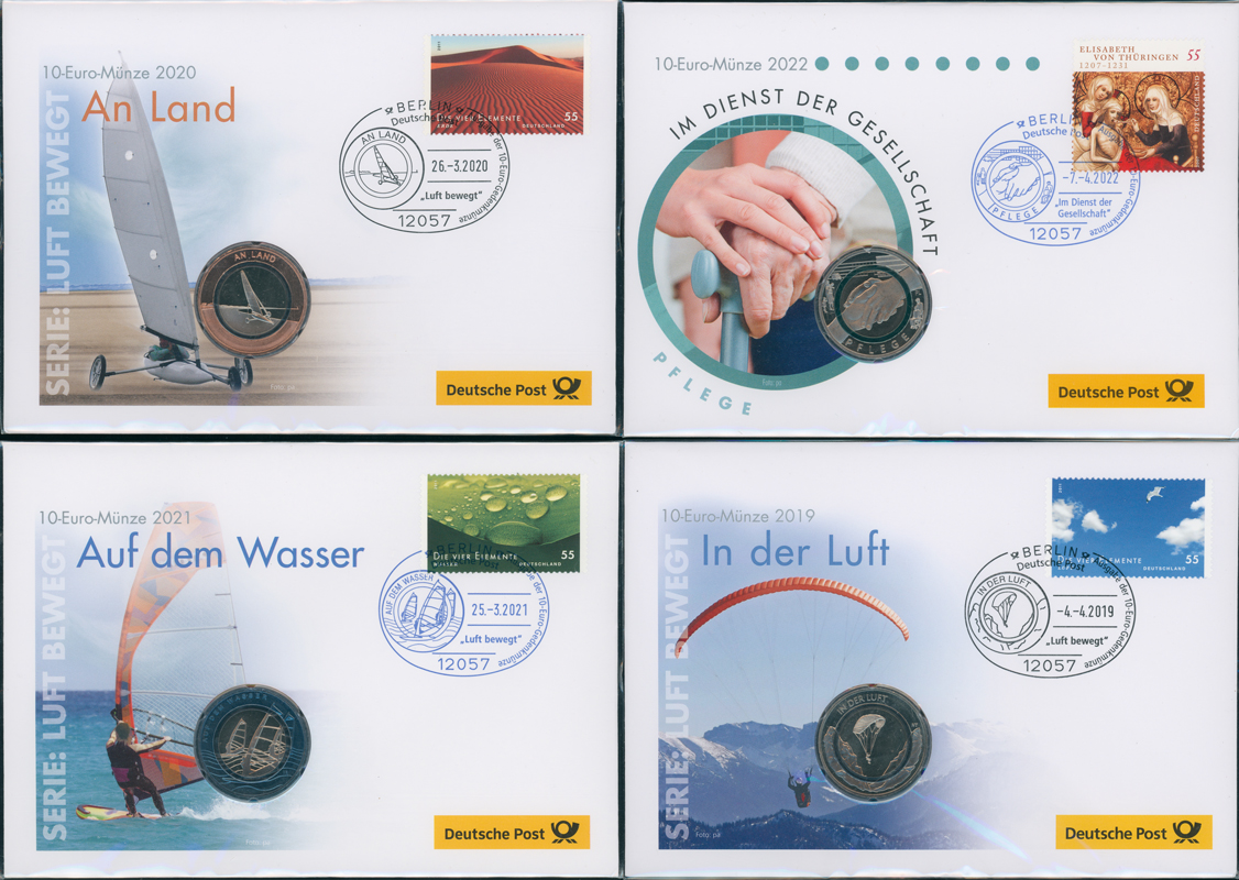 BRD 2019-2022 Lot mit 4 Numisbriefen 10 Euro Polymer BRD 2019-2022 Lot mit 4 Numisbriefen 10 Euro Polymer