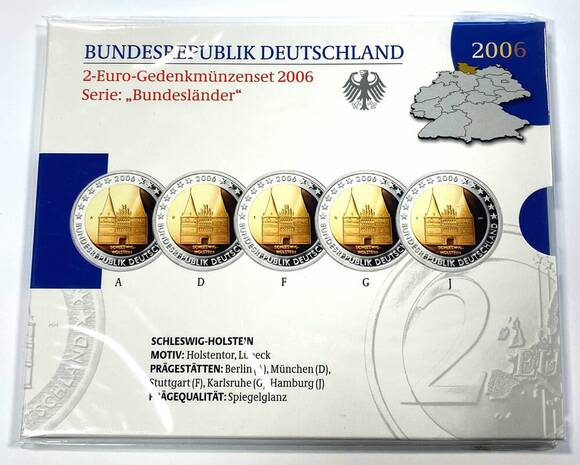 BRD 2006 Serie Bundesländer Schleswig-Holstein 5 x 2 Euro PP