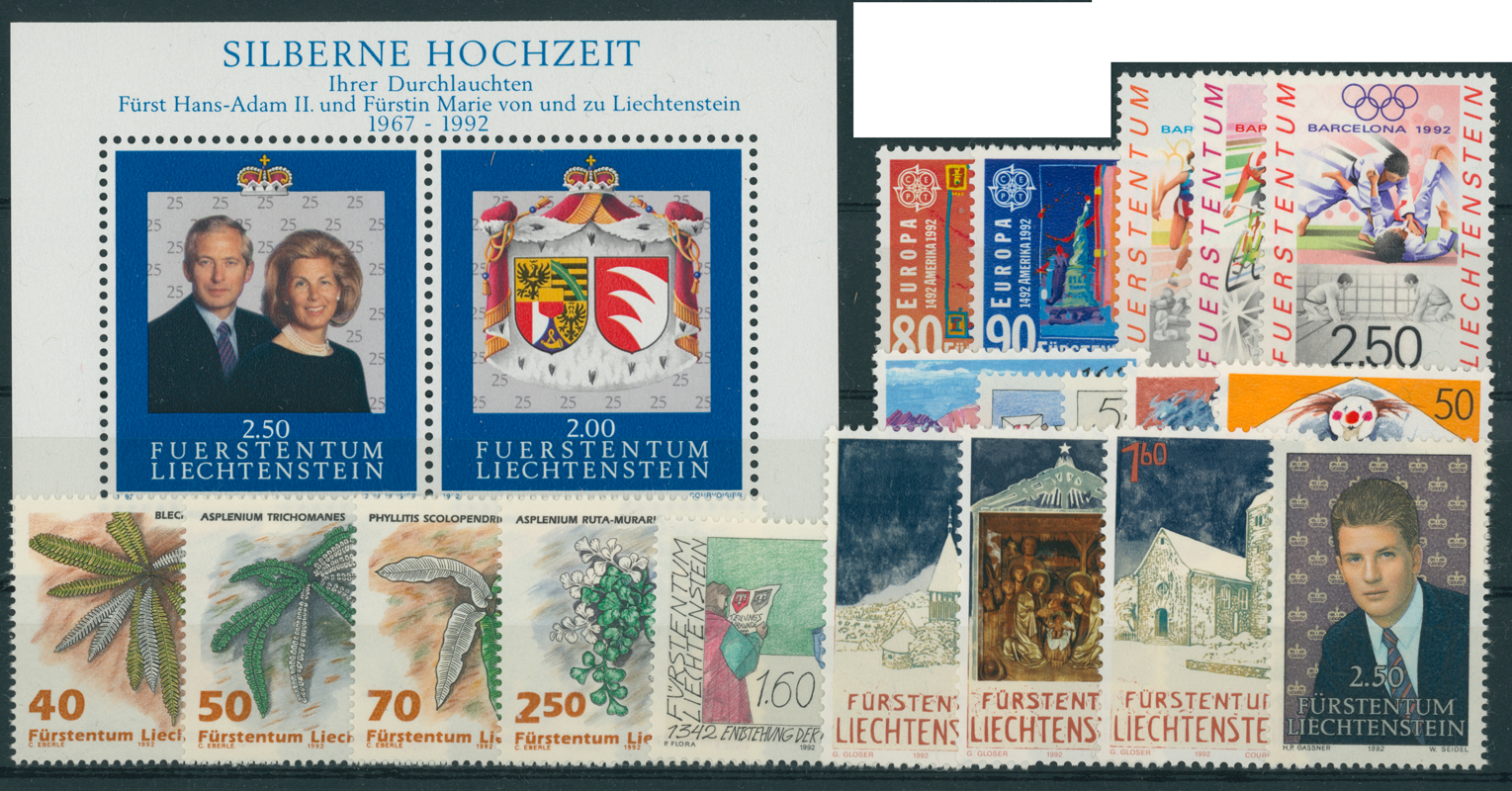 LIECHTENSTEIN Jahrgang 1992 komplett