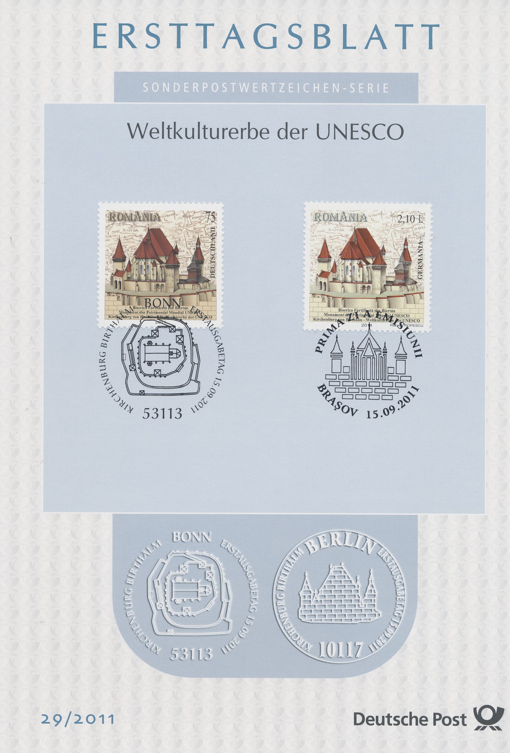 BRD Ersttagsblätter Jahrgang 2011