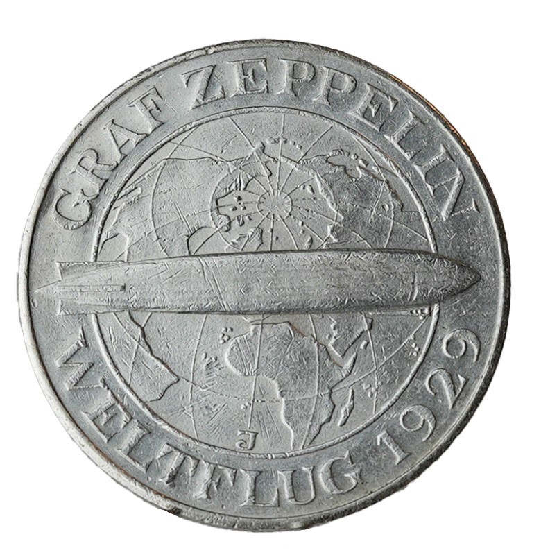 WEIMAR, 5 Reichsmark, 1930 J, Graf Zeppelin, Jaeger 343
