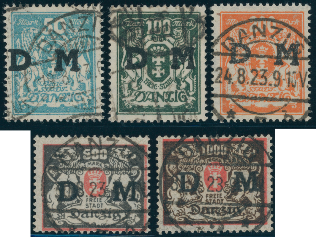 DANZIG DIENST 1923 MiNr. D 36-40