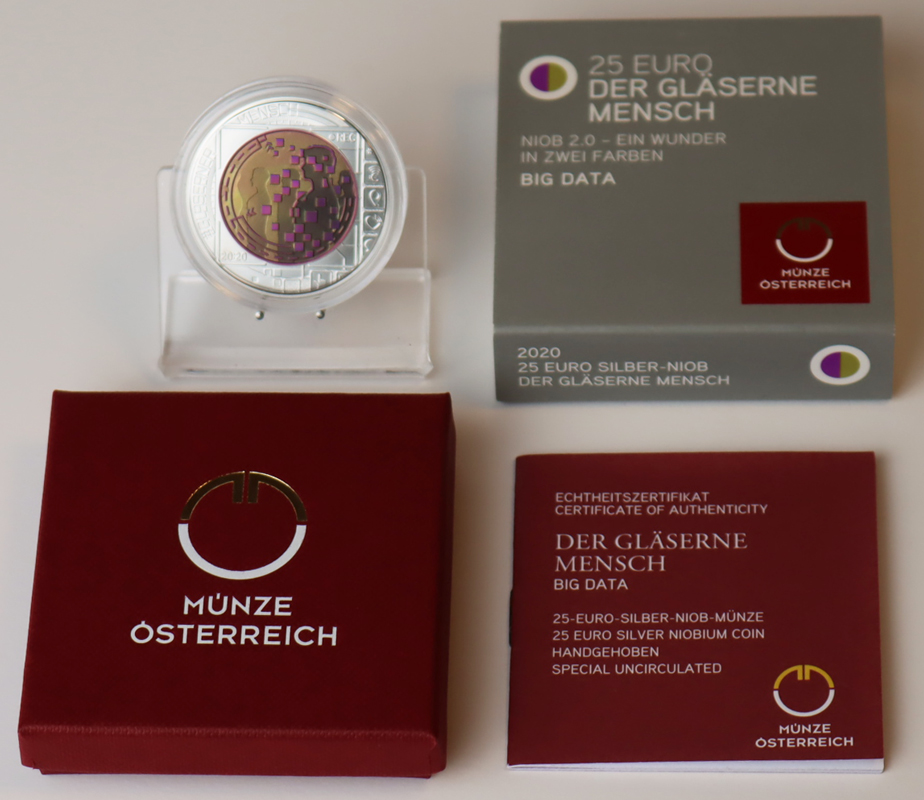 ÖSTERREICH 25 Euro 2020 Silber/Niob Der Gläserne Mensch