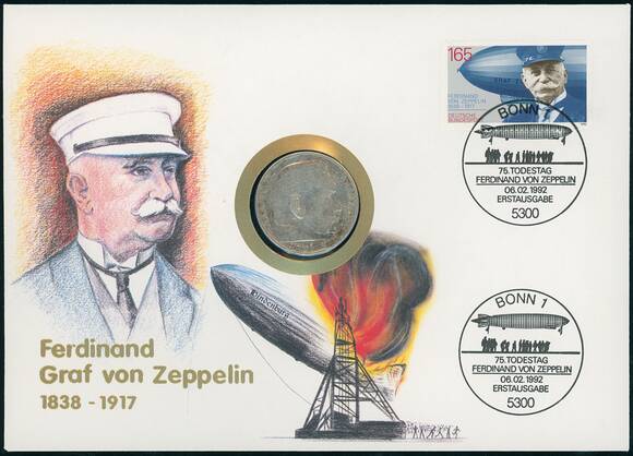DR/BRD 1935-1936/1992 Numisbrief Ferdinand Graf von Zeppelin DR/BRD 1935-1936/1992 Numisbrief Ferdinand Graf von Zeppelin