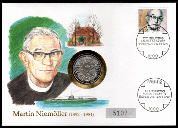 BRD 1983/1992 Numisbrief Martin Niemöller