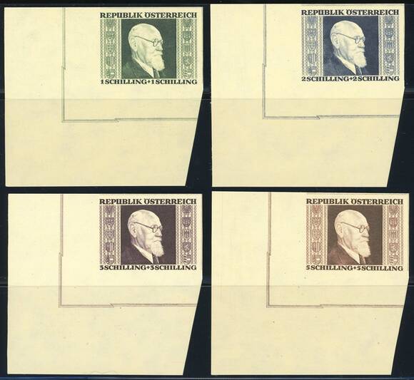 ÖSTERREICH 1946, MiNr. 772-775 B Luxusbogenecken UL