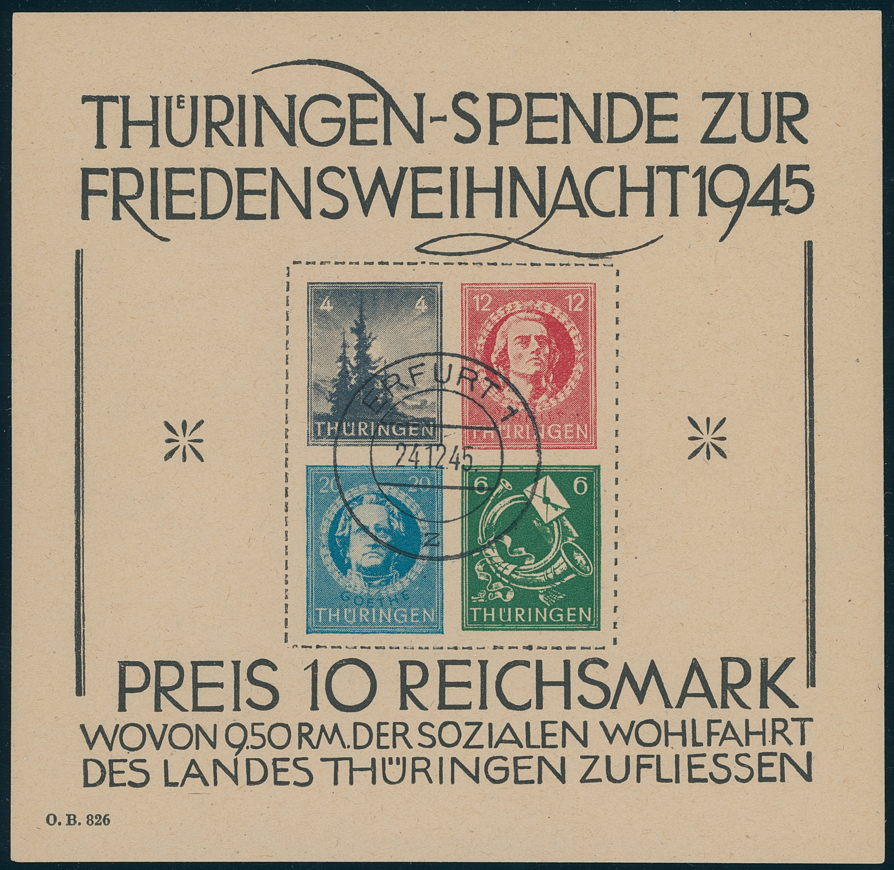 SBZ Block 2 t mit Versandstellenstempel SBZ Block 2 t mit Versandstellenstempel