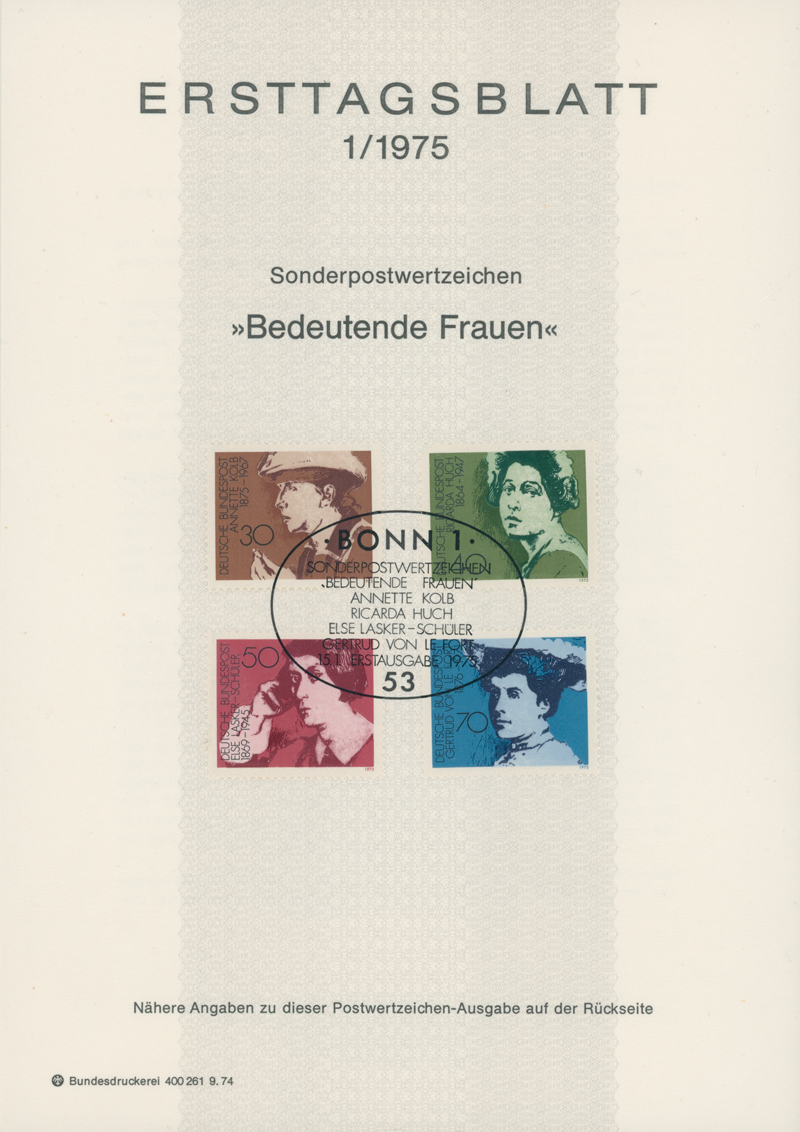 BRD Ersttagsblätter Jahrgang 1975