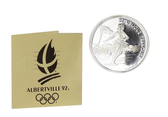 FRANKREICH 100 Francs 1989 Olympische Spiele Albertville 1992