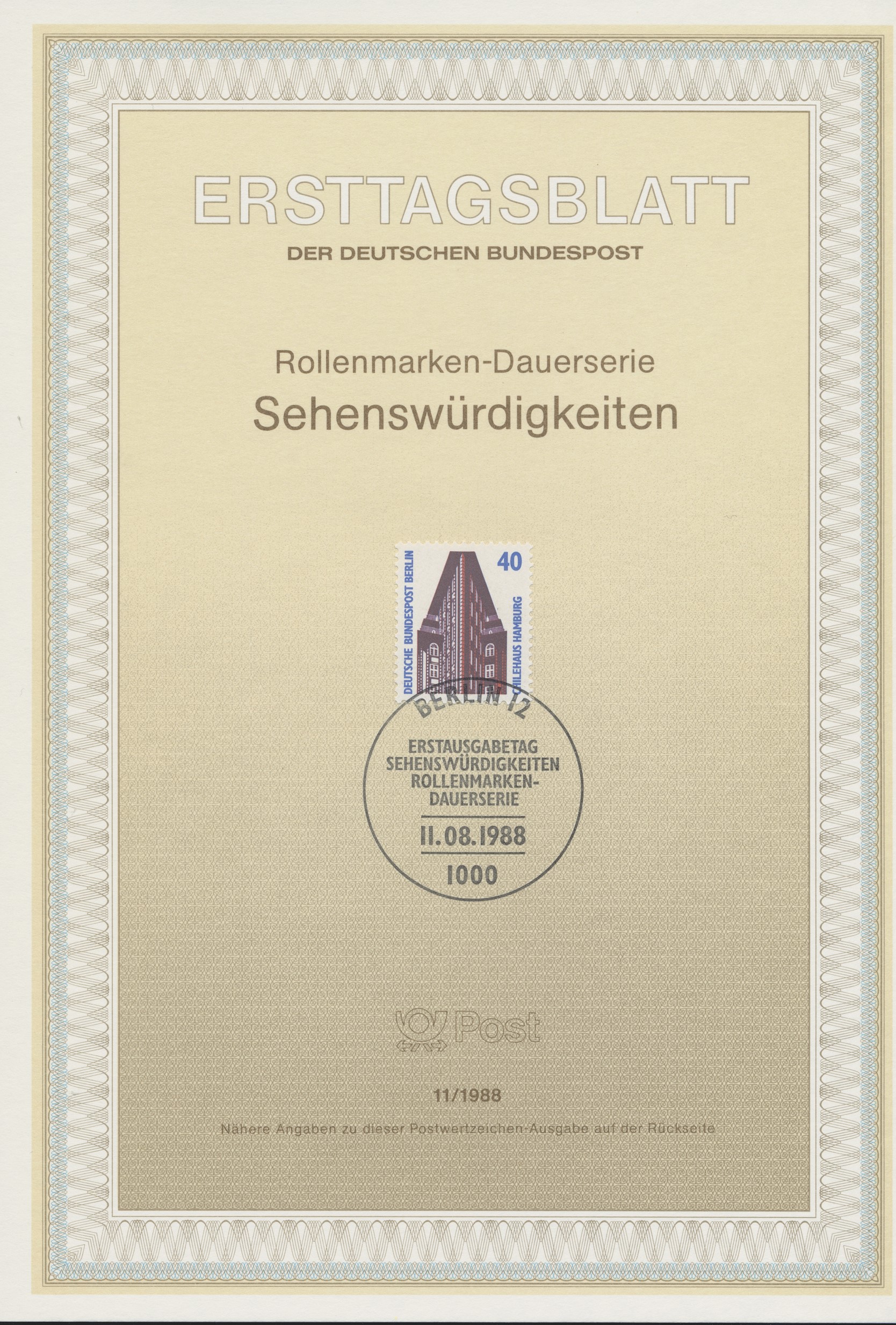 Berlin Ersttagsblätter Jahrgang 1988