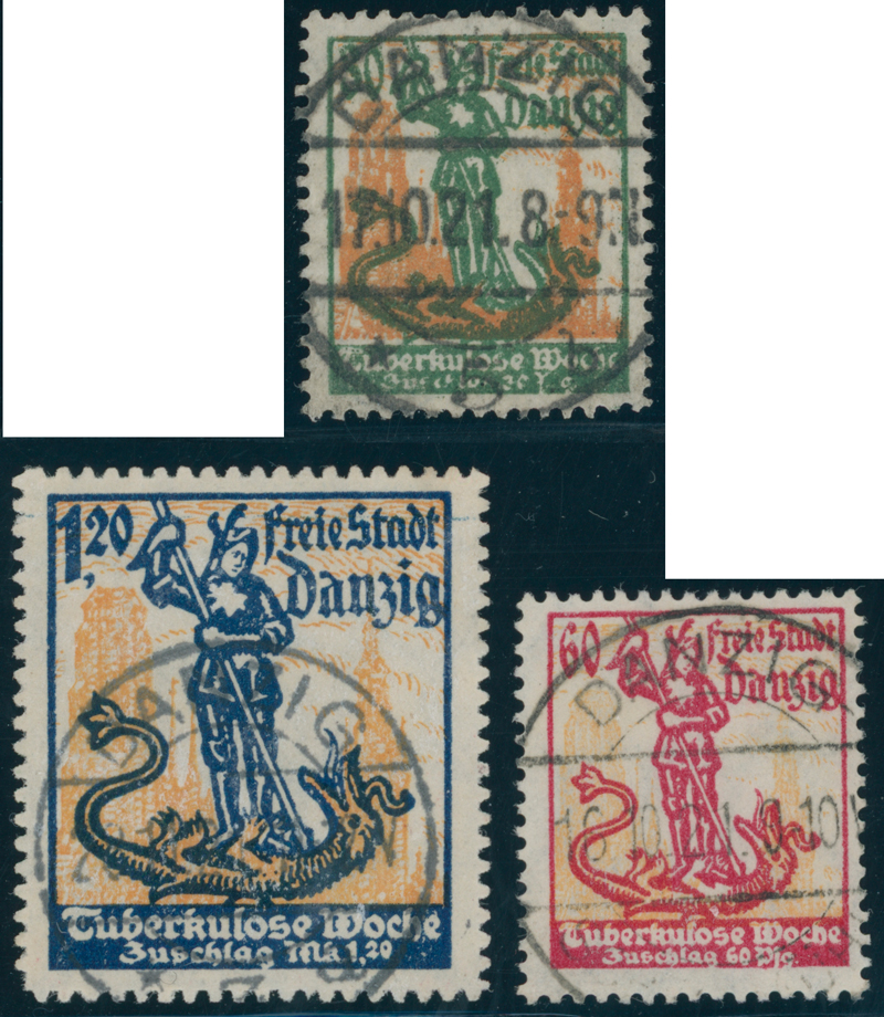 DANZIG 1921 MiNr. 90-92