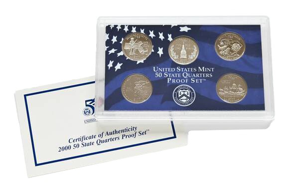 USA 2000 Proof Set 50 State Quarters 5 Münzen