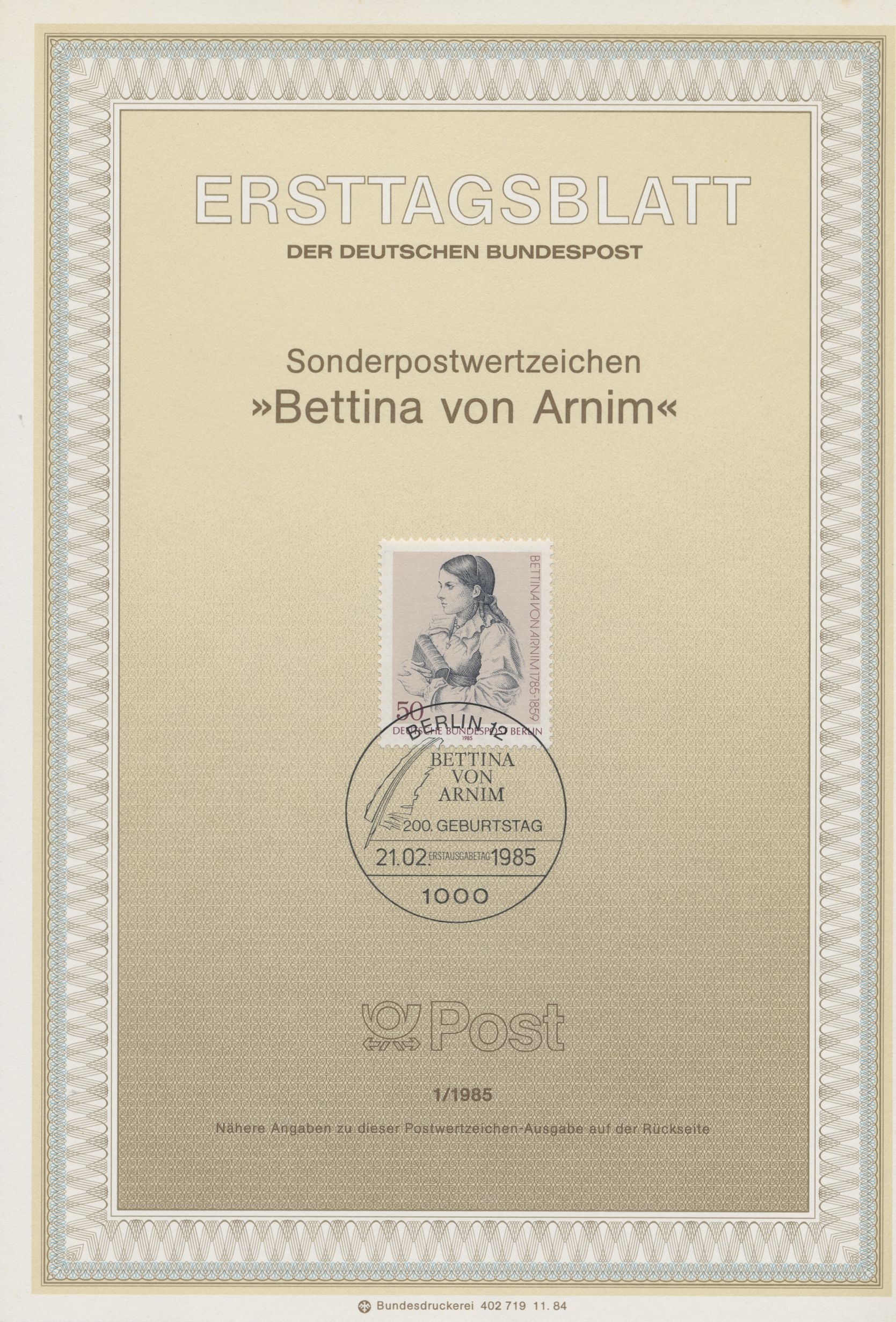 Berlin Ersttagsblätter Jahrgang 1985