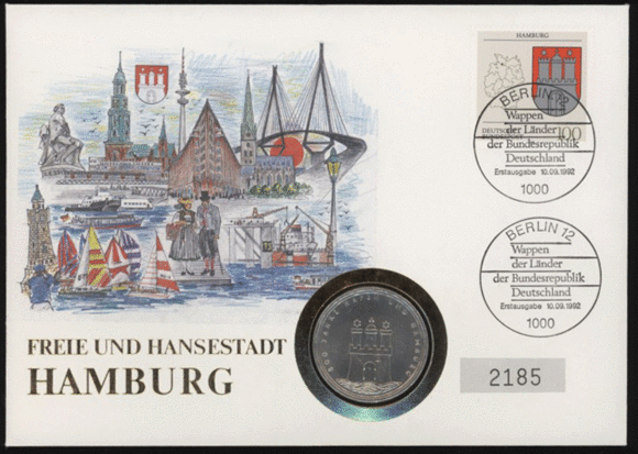 BRD 1989/1992 Numisbrief Freie und Hansestadt Hamburg