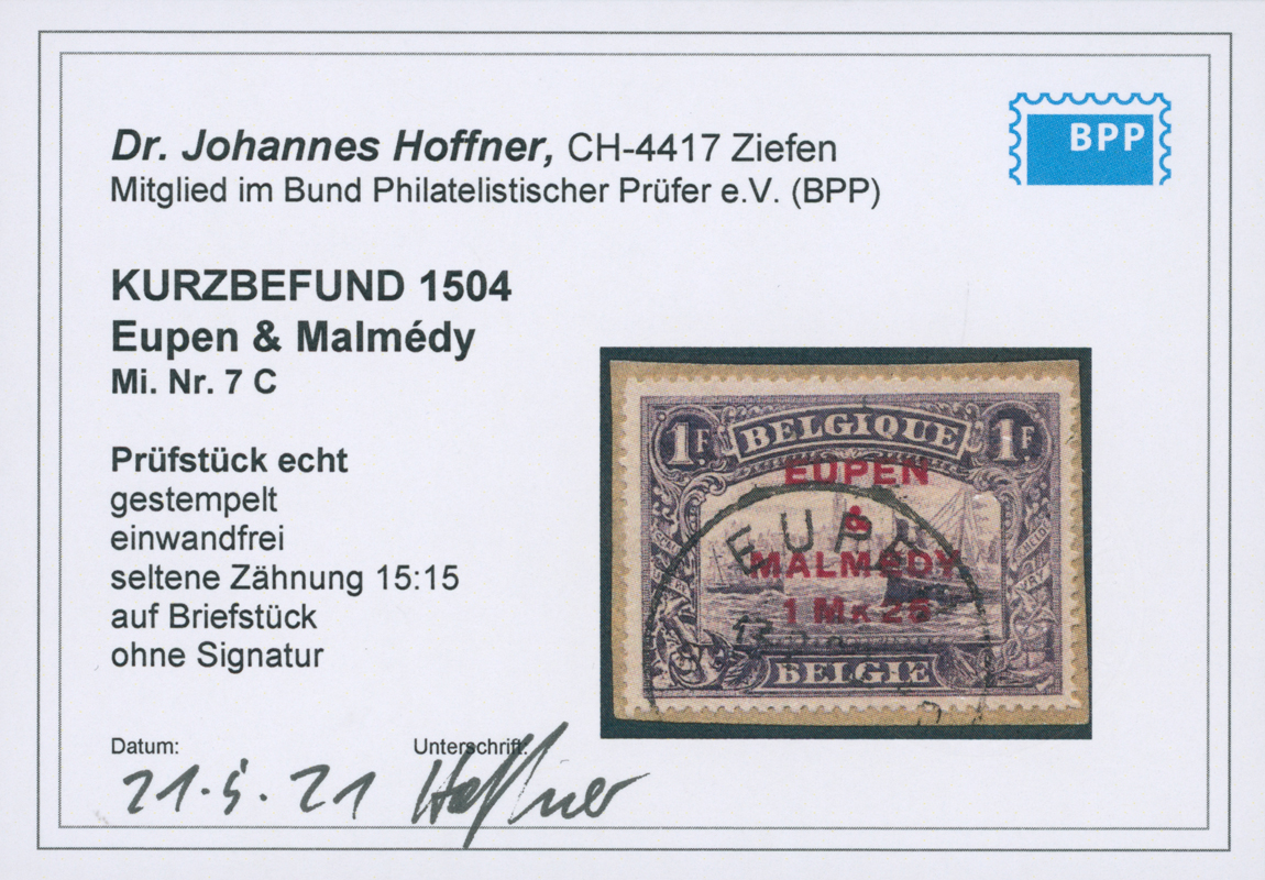 EUPEN UND MALMÉDY 1920 MiNr. 7 C