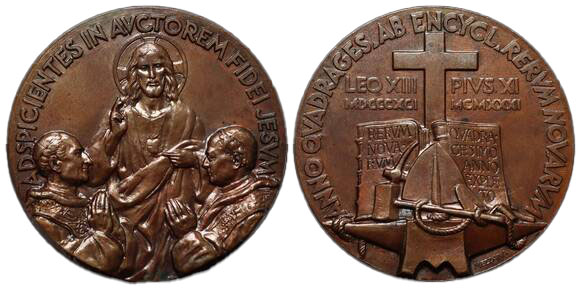 VATIKAN 1931 Kupfermedaille 40. Jahrestag des 'Rerum Novarum' VATIKAN 1931 Kupfermedaille 40. Jahrestag des 'Rerum Novarum'