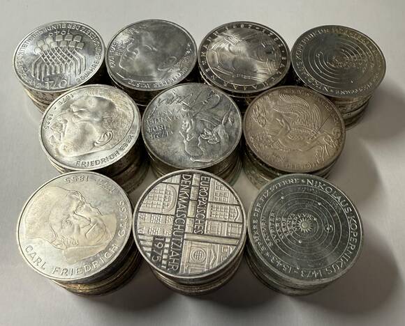 FÜR SILBERANLEGER BRD 5 DM Silber aus 1951-1979