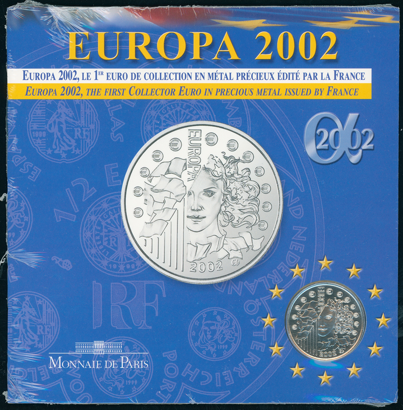 FRANKREICH 1/4 Euro Silber 2002, Europäische Währungsunion