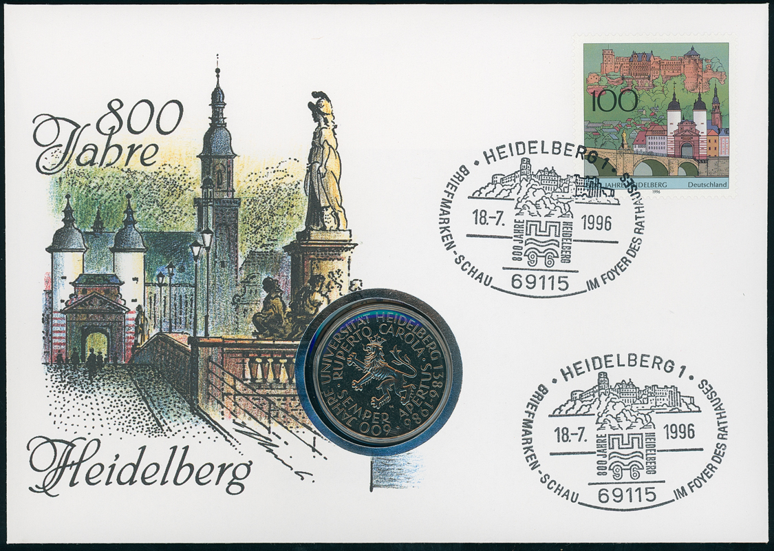 BRD 1986/1996 Numisbrief 800 Jahre Heidelberg