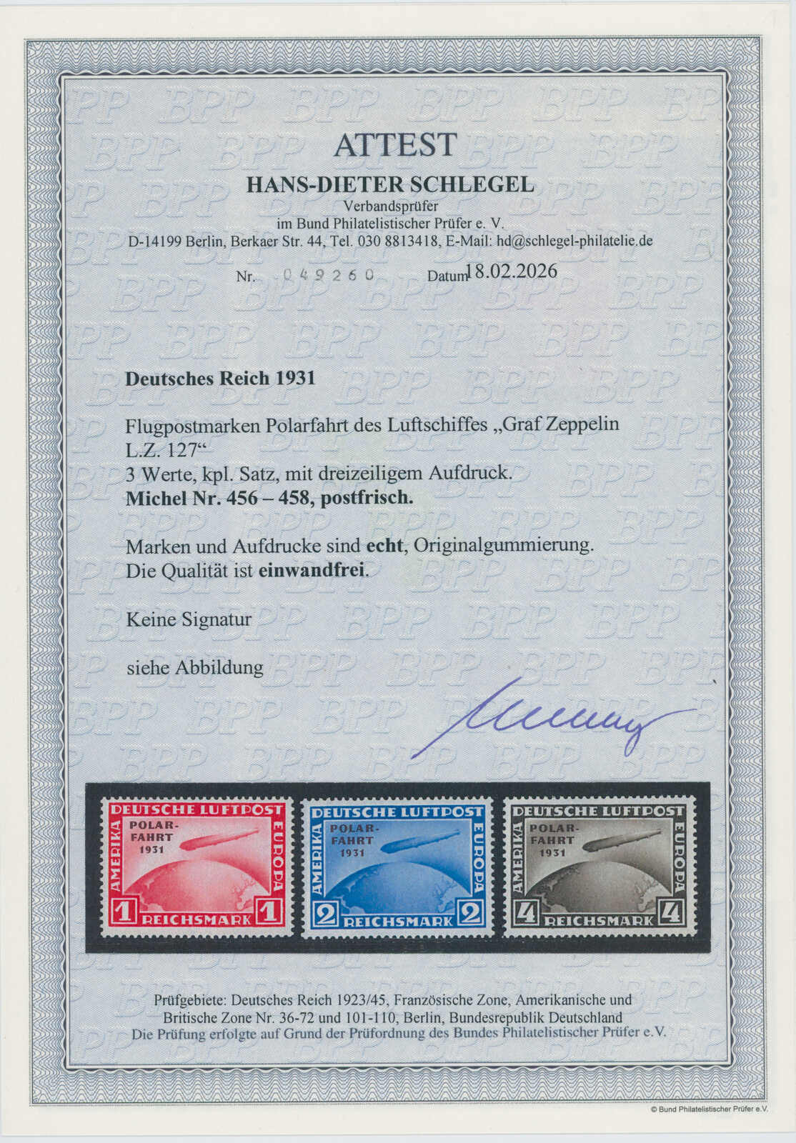 Deutsches Reich 1931 MiNr. 456-458
