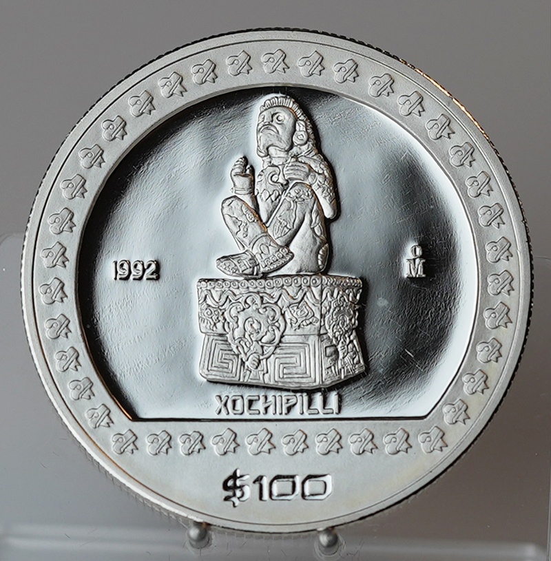 MEXIKO 100 Pesos 1992 Blumengott Xochipilli