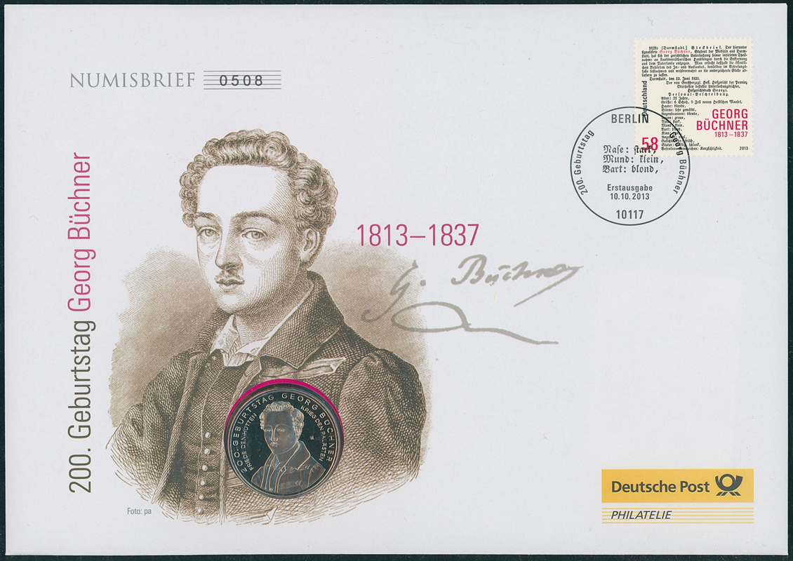 BRD 2013/2013 Numisbrief 200. Geburtstag Georg Büchner 